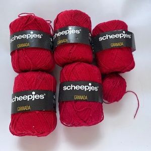 Scheepjes Yarn Skeins Granada 100% Cotton Mayflower Red Lot of 5 Vintage